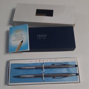 Vintage Cross Century Chrome Pen and Pencil Set No. 3501 NOS Original Box